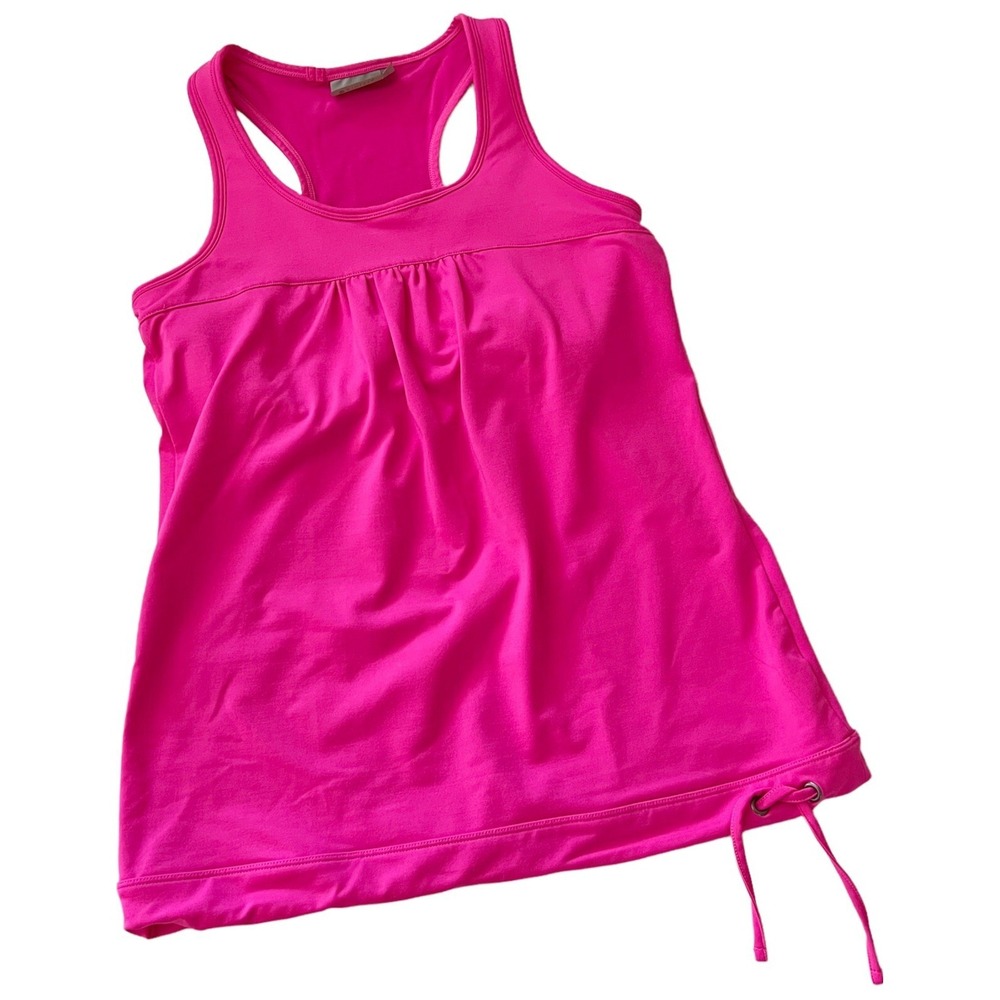 Athleta Barbiecore Pink Tank Top Racerback Sleeveless Drawstring Hem Size Small